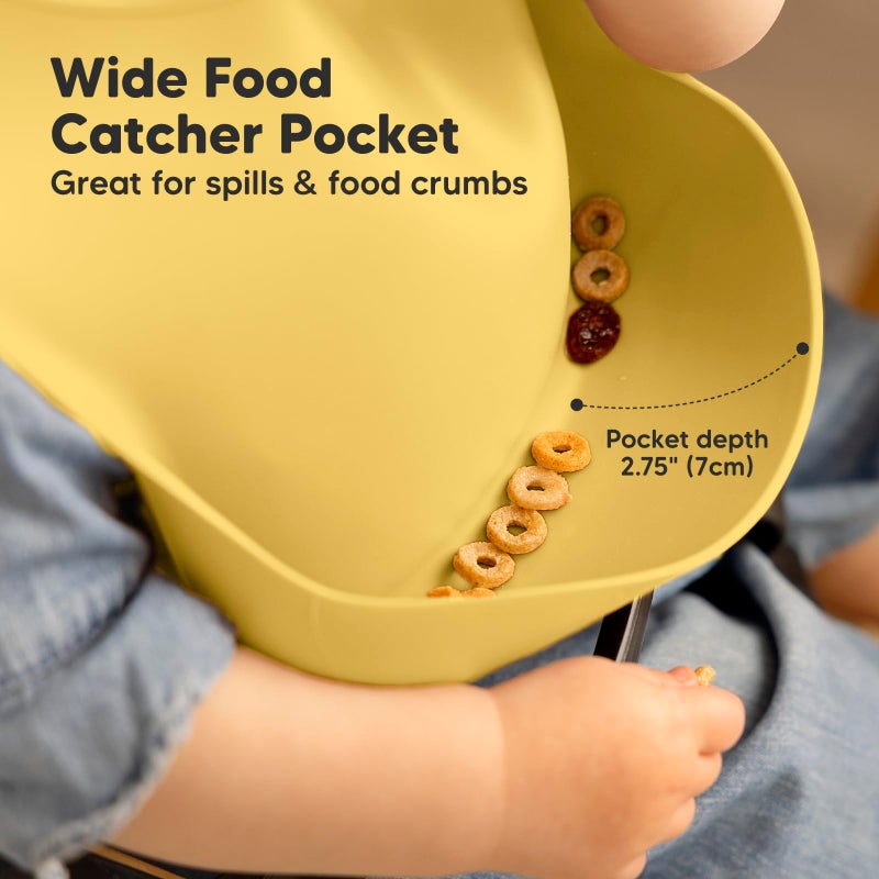 KeaBabies 2-Pack Silicone Baby Bibs for Eating - Sturdy Food-Grade Silicone Bibs for Babies Girl, Boy, Large Food Catcher, Clean & Put On Easily, Waterproof Toddler Feeding Essentials (Valiant) - Image 4