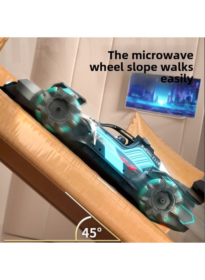 F1 Equation Stunt Remote Control Car Gesture Induction Four-wheel Drive Drift Spray Charging Electric Children Boy Toy Cross-border-Color: Black And Blue-spray-square Racing-Scale:Three Sets Of Batteries - Image 3