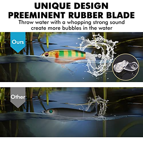 TRUSCEND Top Water Fishing Lures with BKK Hooks, Whopper Fishing Lures for Freshwater or Saltwater, Floating Lure for Bass Catfish Pike, Fishing Wobble Surface Bass Bait Teasers Fishing Gifts for Men - Image 4