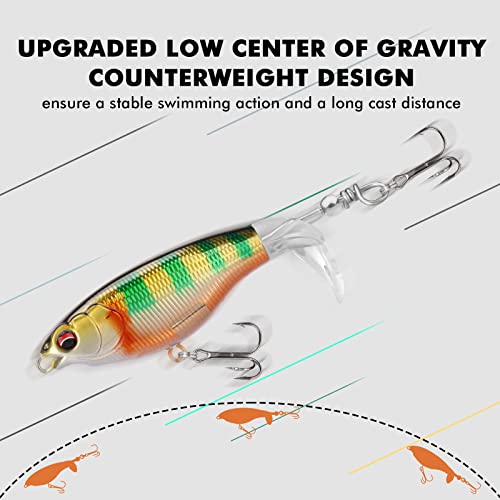 TRUSCEND Top Water Fishing Lures with BKK Hooks, Whopper Fishing Lures for Freshwater or Saltwater, Floating Lure for Bass Catfish Pike, Fishing Wobble Surface Bass Bait Teasers Fishing Gifts for Men - Image 5