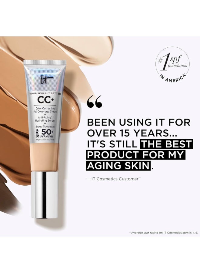 IT COSMETICS Original Eight Cosmetics CC Plus Cream (Fair Porcelain) - Natural full coverage foundation with SPF 50+, color corrector and anti-aging moisturizing serum, hyaluronic acid + peptides, lightweight - 1.12 fl oz - Image 5