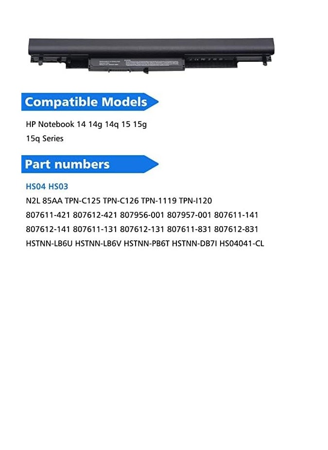 زيكسين بطارية HS04 لـ HP HS04 HS03 807956-001 807957-001 807611-421 15-AY039WM TPN-I119 HSTNN-LB6U 15-AC121DX 15-AY009DX 15-AF131DX 15-AY041WM 250 G5  - Image 3