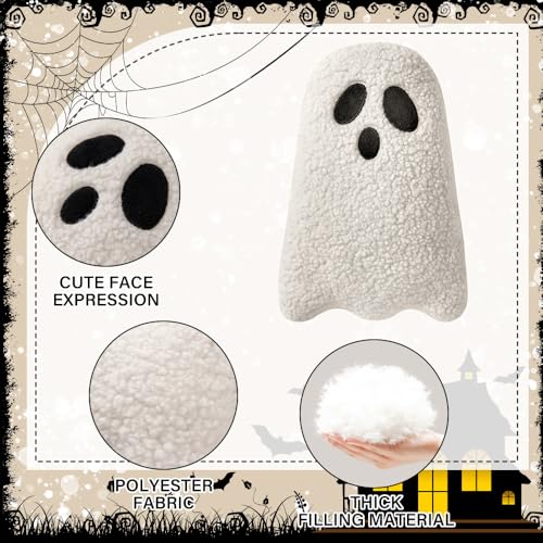 Allorry Ghost Pillow,Ghost Decor,Halloween Pillows Set of 2 White Cute Ghost Indoor Decorative Throw Pillow Ghost Plush Pillows for Halloween Decorative Home Sofa Bed Ghost Decor Cushion(11.8 Inch) - Image 4