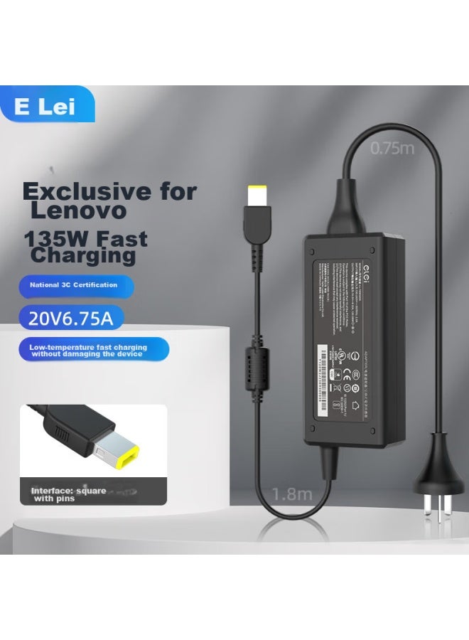 Elei Elegalen Lenovo Laptop Charger Cable, 20v 6.75a 135w Power Adapter, Compatible With Legion 14/15/17/y7000/r720-15/t440p - Image 1