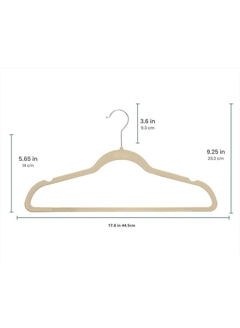Velvet Hangers 20 Pack, Beige Non-Slip Coat Hangers 44.5cm with 360 Degree Rotatable Hook, Slim and Durable Hangers with Shoulder Notches Coat Pant All Clothes (Beige 20 Pack) - Image 5