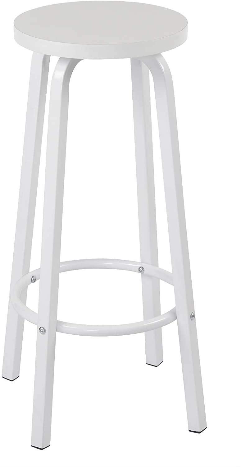 INDIAN DECOR 45850 Classic Breakfast Kitchen Counter Bar Stools 1 PCS MDF Seat Bar Chairs Metal Legs Barstools White High Stools - Image 4