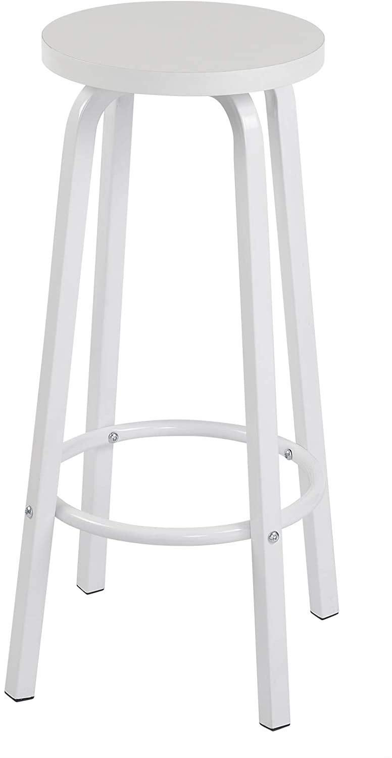 INDIAN DECOR 45850 Classic Breakfast Kitchen Counter Bar Stools 1 PCS MDF Seat Bar Chairs Metal Legs Barstools White High Stools - Image 1