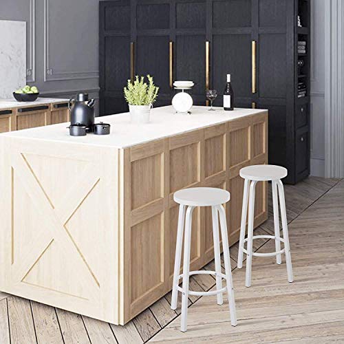INDIAN DECOR 45850 Classic Breakfast Kitchen Counter Bar Stools 1 PCS MDF Seat Bar Chairs Metal Legs Barstools White High Stools - Image 2