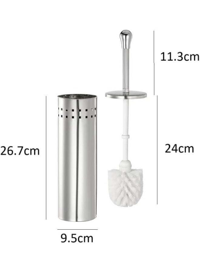 Stainless Steel Toilet Cleaning Brush with Vented Square Holes Holder with Cover Durable Long Handle Bathroom Accessory - Image 3