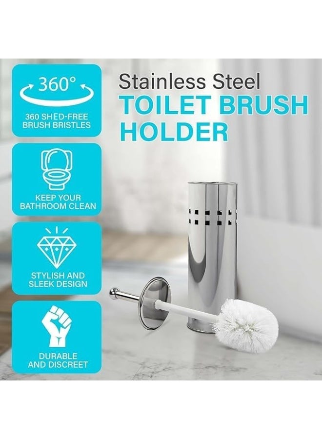 Stainless Steel Toilet Cleaning Brush with Vented Square Holes Holder with Cover Durable Long Handle Bathroom Accessory - Image 5