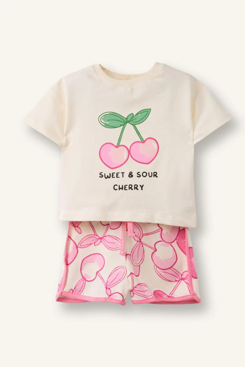 ديفاكتو Baby Girl 2 piece Regular Fit Crew Neck Fruit Set