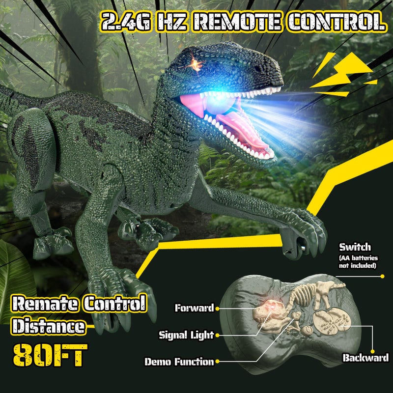 Rcfunkid Dinosaur Toys For Kids 3-5  5-7  8-12  2.4Ghz Remote Control Dinosaur With Walking  Realistic Sounds  Demo Mode  Rechargeable Jurassic Toys For Birthdays  Parties  Childrens Day - Image 4