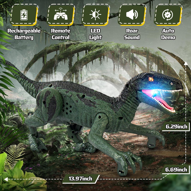 Rcfunkid Dinosaur Toys For Kids 3-5  5-7  8-12  2.4Ghz Remote Control Dinosaur With Walking  Realistic Sounds  Demo Mode  Rechargeable Jurassic Toys For Birthdays  Parties  Childrens Day - Image 2