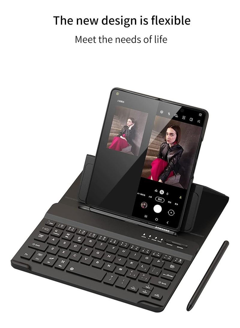 TIGER Samsung Galaxy Z Fold 4 Case with Screen Protector, Keyboard, Leather Case, Stylus+Pen Slot – Office Kit Folding Phone Cover for Samsung Galaxy Z Fold 4 5G, Black - Image 3