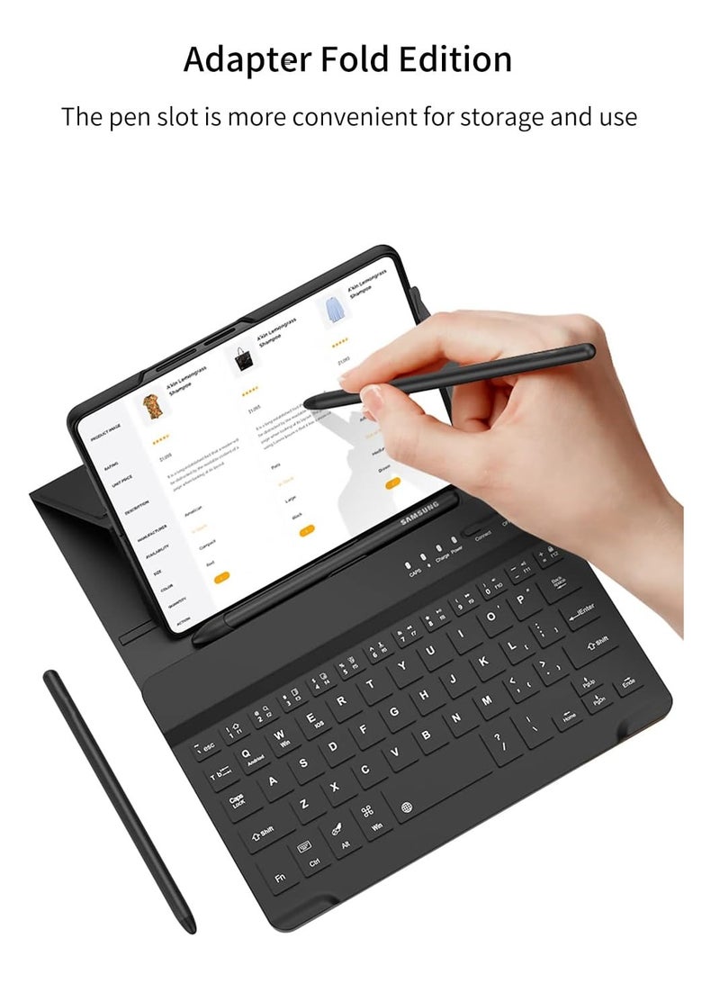TIGER Samsung Galaxy Z Fold 4 Case with Screen Protector, Keyboard, Leather Case, Stylus+Pen Slot – Office Kit Folding Phone Cover for Samsung Galaxy Z Fold 4 5G, Black - Image 4