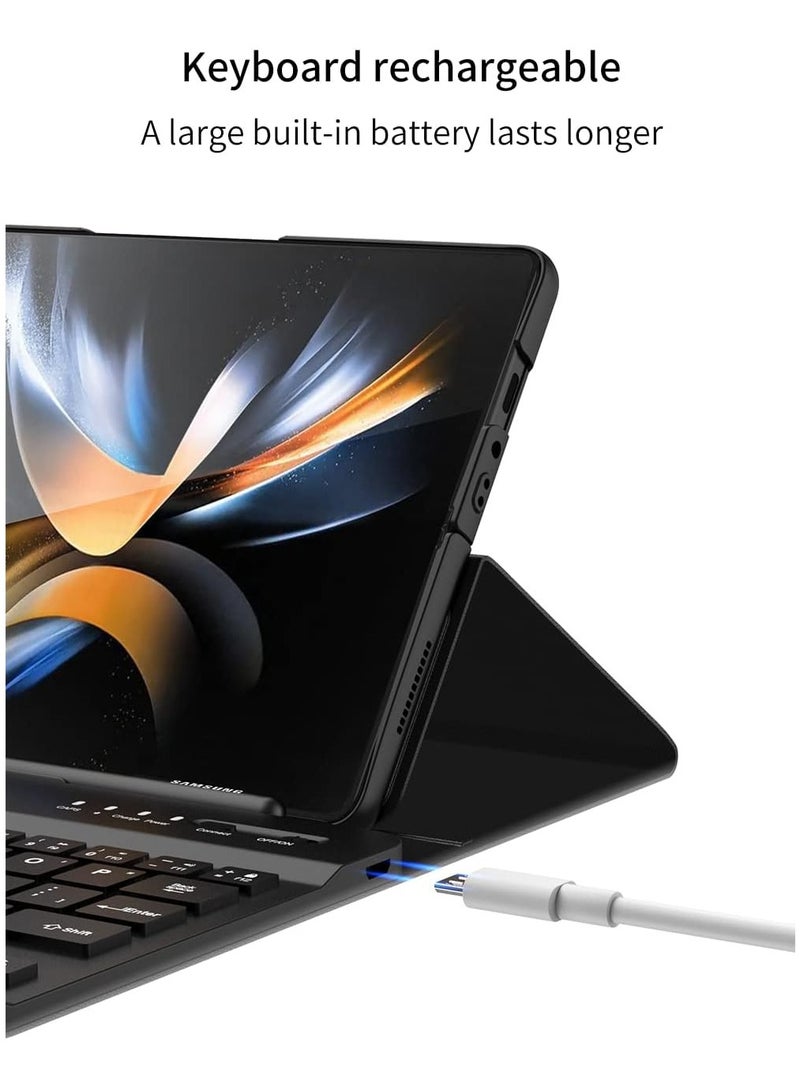 TIGER Samsung Galaxy Z Fold 4 Case with Screen Protector, Keyboard, Leather Case, Stylus+Pen Slot – Office Kit Folding Phone Cover for Samsung Galaxy Z Fold 4 5G, Black - Image 5