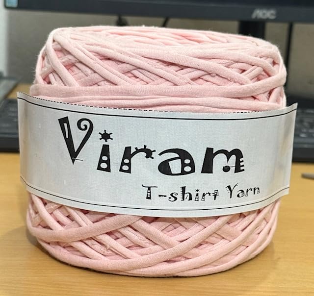 VIRAM VIRAM T-Shirt Yarn, Baby Pink, Fabric Craft Yarn for Knitting and Crochet (Baby Pink, 900g)