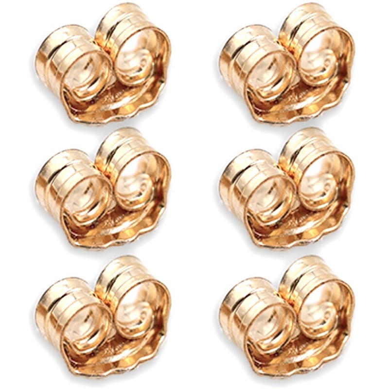 COOLJOY 14K Gold Earring Backs Ear Locking 6 Piece for Stud Ear Rings 3 Pairs