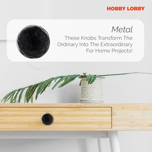 Hobby Lobby Black Round Hammered Metal Knob Premium Decorative Knobs for Cabinets and Drawers Novelty Furniture Knobs and Pulls for DIY Hardware Crafts Vanity Dresser Hardware for Home Decor Set of 2 - Image 3