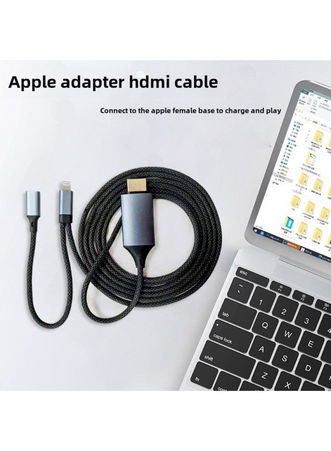 4K60hz Adapter Cable Suitable For Apple To Hdmi Cable TV Screen Cable Mobile Phone Projection HD Conversion Line-Color:Apple Hdmi+charging+usb  - Image 2