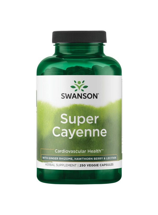 SWANSON Super Cayenne Herbal Supplement Promoting Heart Health Circulation  Blood Flow Natural Formula WGinger Rhizome Hawthorne Berry  Lecithin 250 Veggie Capsules - Image 1