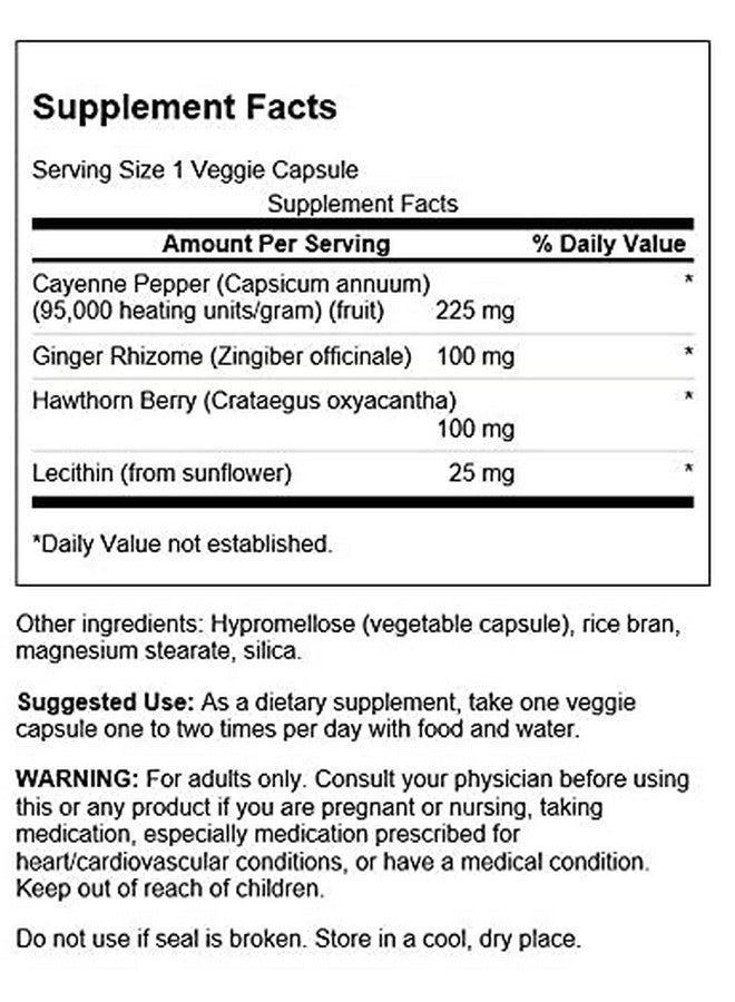 SWANSON Super Cayenne Herbal Supplement Promoting Heart Health Circulation  Blood Flow Natural Formula WGinger Rhizome Hawthorne Berry  Lecithin 250 Veggie Capsules - Image 3
