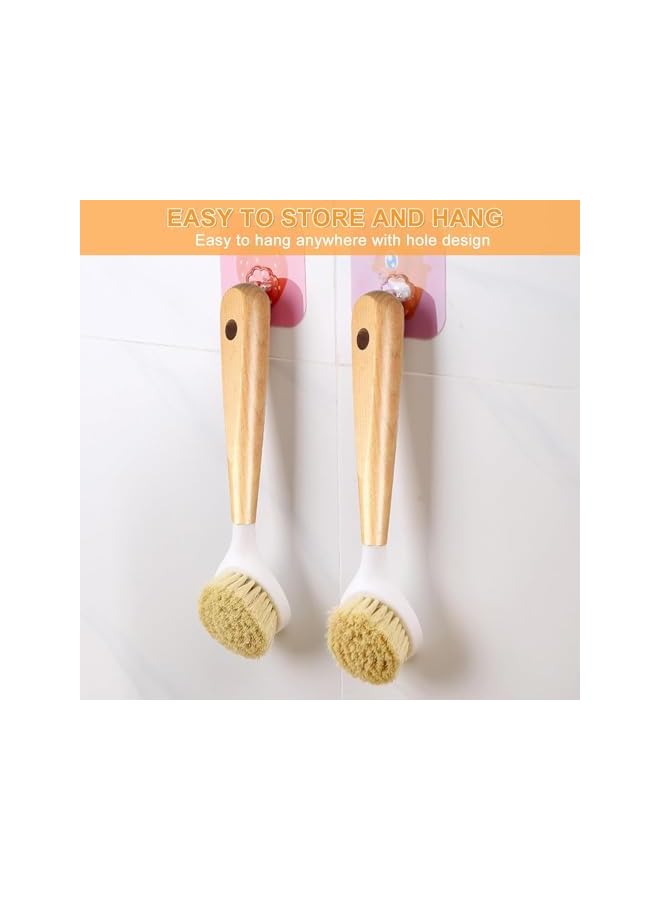 PROMASS 2 Pack Kitchen Dish Brush,Bamboo Handle Dish Scrubber Built-in Scraper,Sisal Bristles,Scrub Brush for Pans,Pots,Kitchen Sink Cleaning,Dishwashing and Cleaning Brushes are Perfect Cleaning Tools - Image 5