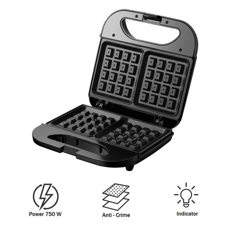 Jolfay Jolfay Portable Waffle Maker 750W Electric Panini Press Grill Waffle Machine with NonStick Plates Easy to Clean Bread Toaster for Breakfast Lunch Desserts Home Camping Black  - Image 5