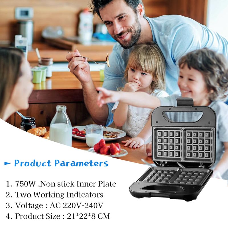 Jolfay Jolfay Portable Waffle Maker 750W Electric Panini Press Grill Waffle Machine with NonStick Plates Easy to Clean Bread Toaster for Breakfast Lunch Desserts Home Camping Black  - Image 3