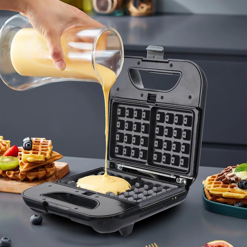 Jolfay Jolfay Portable Waffle Maker 750W Electric Panini Press Grill Waffle Machine with NonStick Plates Easy to Clean Bread Toaster for Breakfast Lunch Desserts Home Camping Black  - Image 4