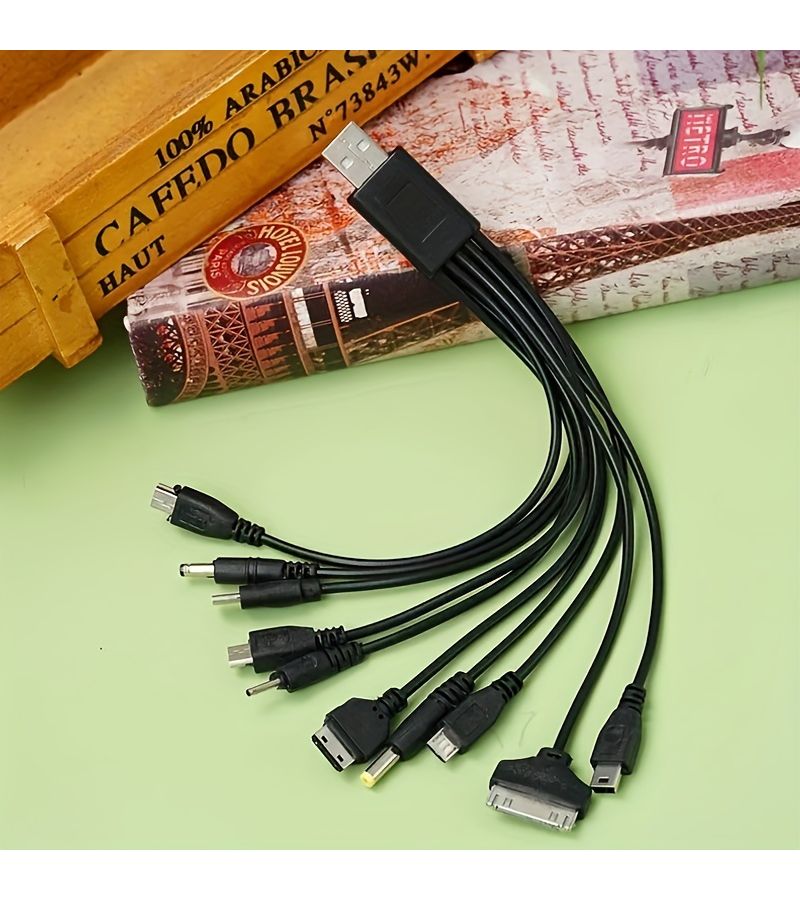 Yellow Thickened 10 in 1 Universal USB Charging Cable for Mobile Phones - Image 1