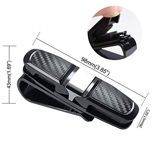 FineGood 2 Pack Glasses Holders for Car Sun Visor, Glasses Holder Clip with Rhinestones Crystal Fashion Biling Sunglass Eyeglass Mount Hanger-Sliver & Balck - Image 4