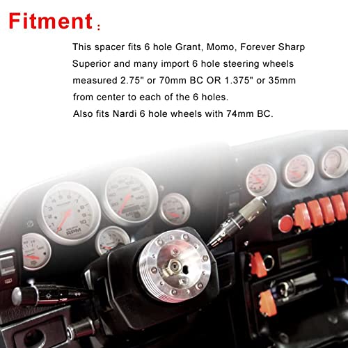 RULLINE 1" Steering Wheel Hub Adapter Conversion Spacer 6 Hole to 3 Hole Steering Wheel Adapter Grant Adapter Boss Kit Silver - Image 4