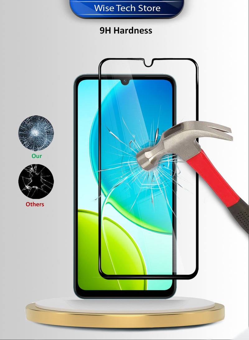 دبليو تيك واقي شاشة زجاجي مقوّى كامل الغطاء بكامل الغراء لسلسلة vivo Y19s 5G 2025 Premium E2E (MSGECN) - شفاف/أسود - Image 3