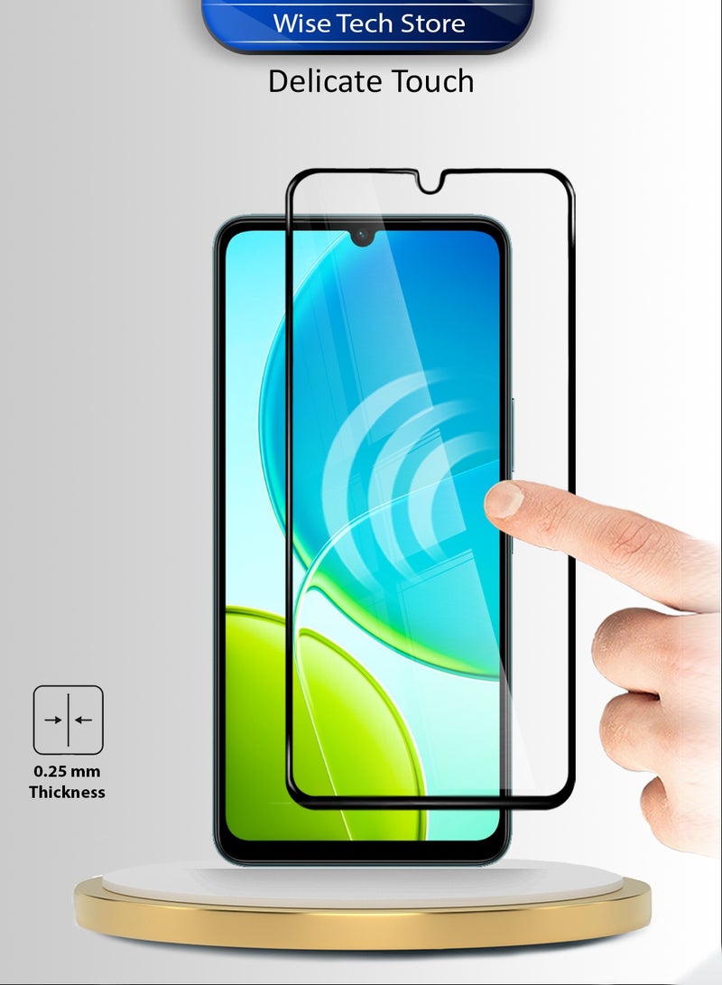 دبليو تيك واقي شاشة زجاجي مقوّى كامل الغطاء بكامل الغراء لسلسلة vivo Y19s 5G 2025 Premium E2E (MSGECN) - شفاف/أسود - Image 4