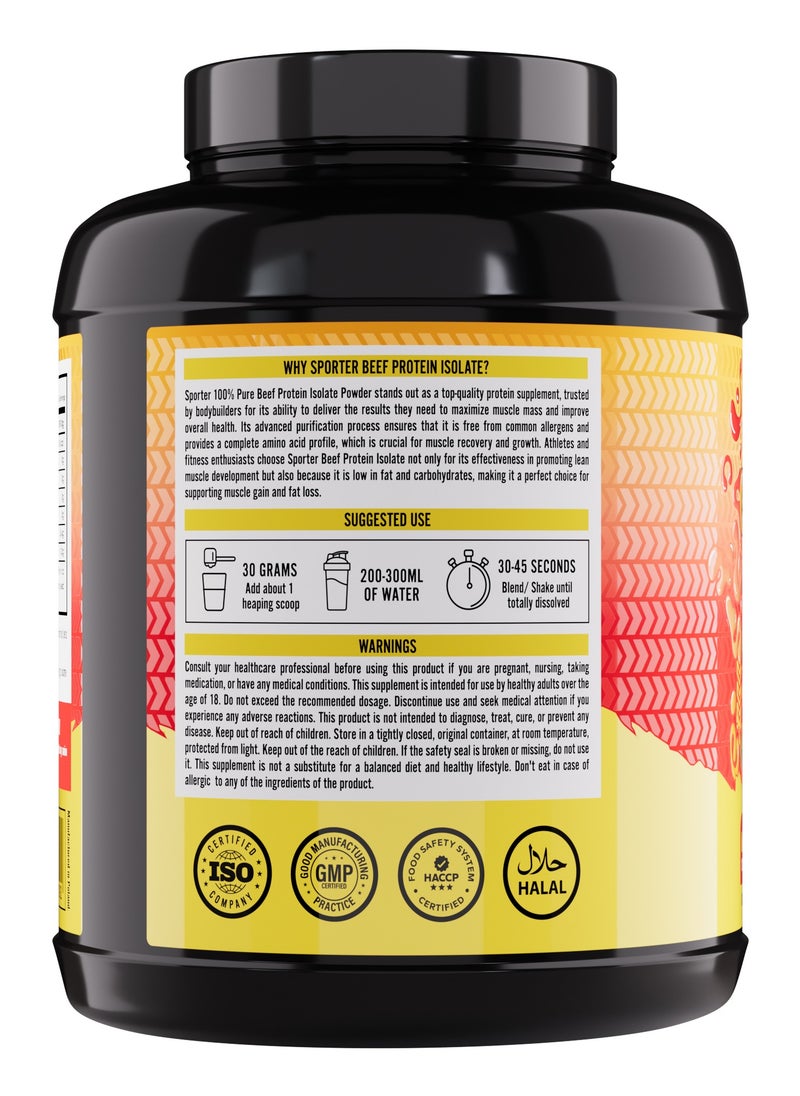 SPORTER - Sporter Beef Protein Isolate – 60 Servings | 26.4g Protein Per Scoop | Zero Carbs, Fat & Sugar | Mango Raspberry Flavor | Lactose-Free & Gut-Friendly | Clean Recovery & Muscle Support - Image 1