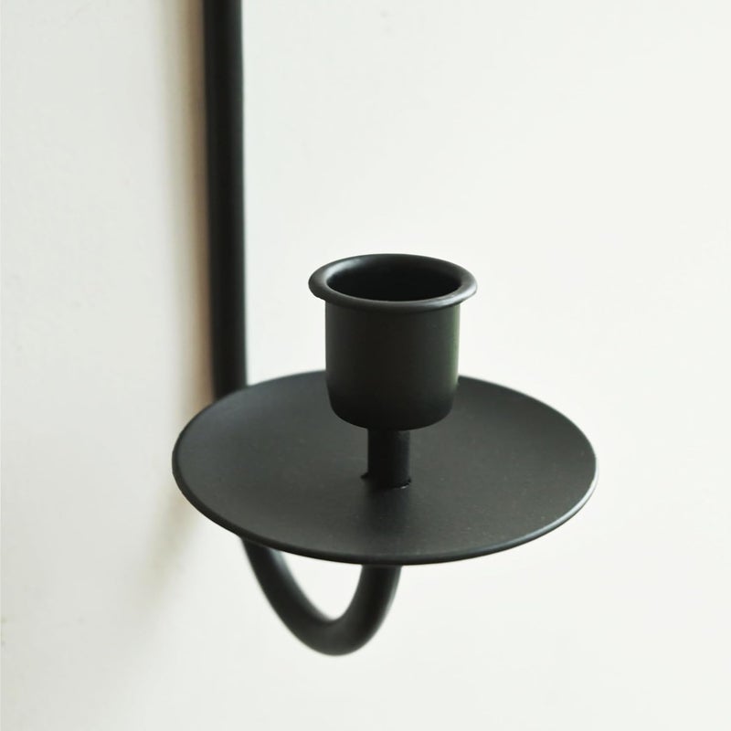 Remenna Metal Wall Candle Sconce Holder Set of 2 Wall Mount Candle Holders Modern Wall Candle Sconces Hanging for Living Room Farmhouse Fireplace Wedding 16.5"×5"×3" (Black) - Image 3