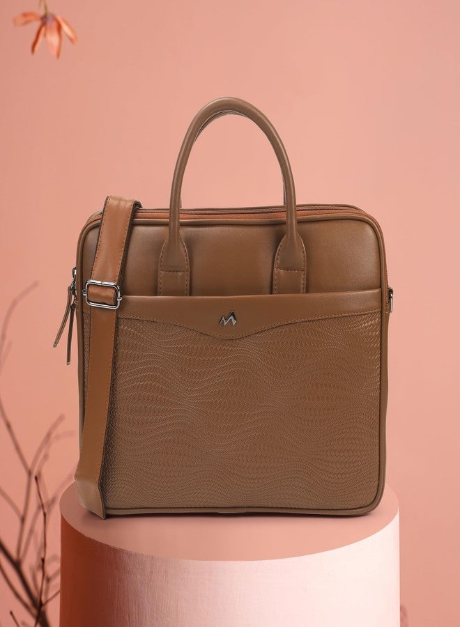 Metro Unisex Brown Professional Office Bag with Textured Wave Design & Adjustable Shoulder Strap(66-775) - Image 2