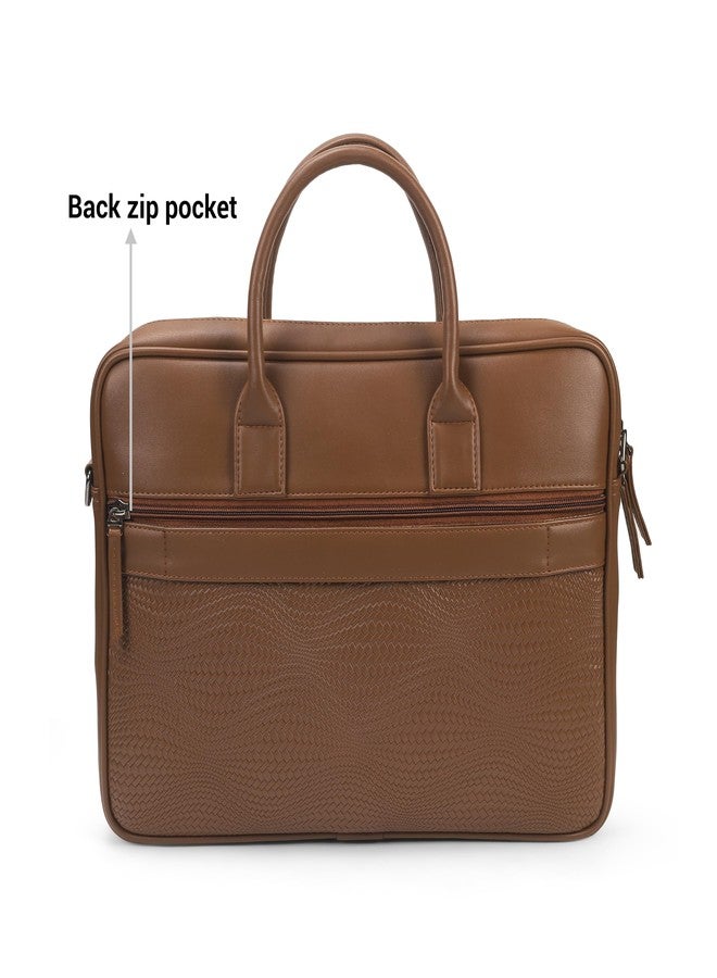 Metro Unisex Brown Professional Office Bag with Textured Wave Design & Adjustable Shoulder Strap(66-775) - Image 4