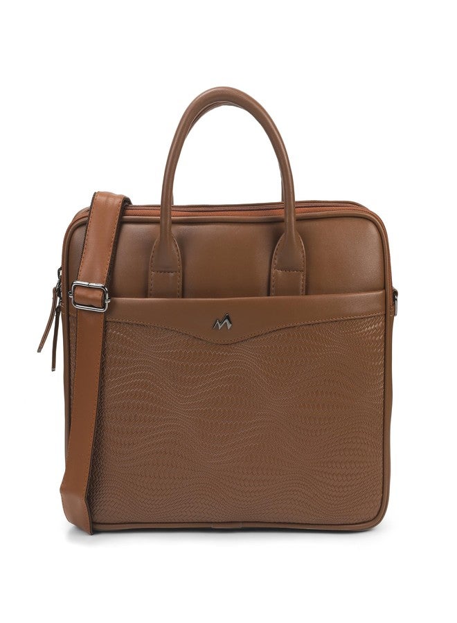 Metro Unisex Brown Professional Office Bag with Textured Wave Design & Adjustable Shoulder Strap(66-775) - Image 1