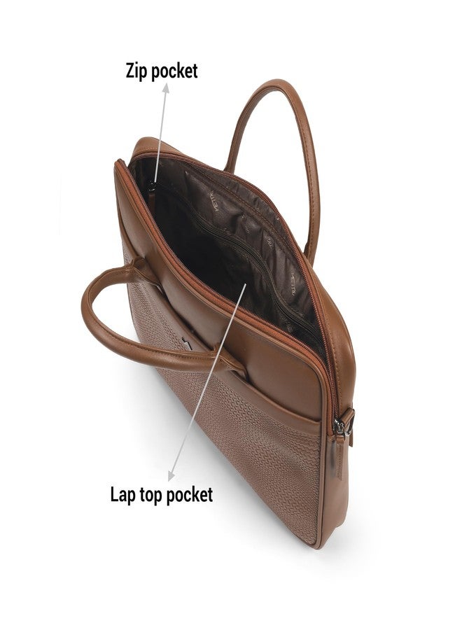 Metro Unisex Brown Professional Office Bag with Textured Wave Design & Adjustable Shoulder Strap(66-775) - Image 5