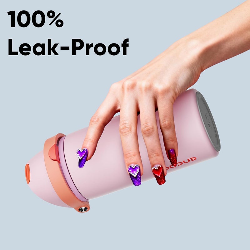 ENCOOL Insulated Water Bottle with Straw - Stainless Steel Water Bottle with Push Button Lid, Leak-Proof & BPA-Free, Keeps Cold for 24 Hours for Sports, Travel, Gym (18 oz, Lily-Red) - Image 5
