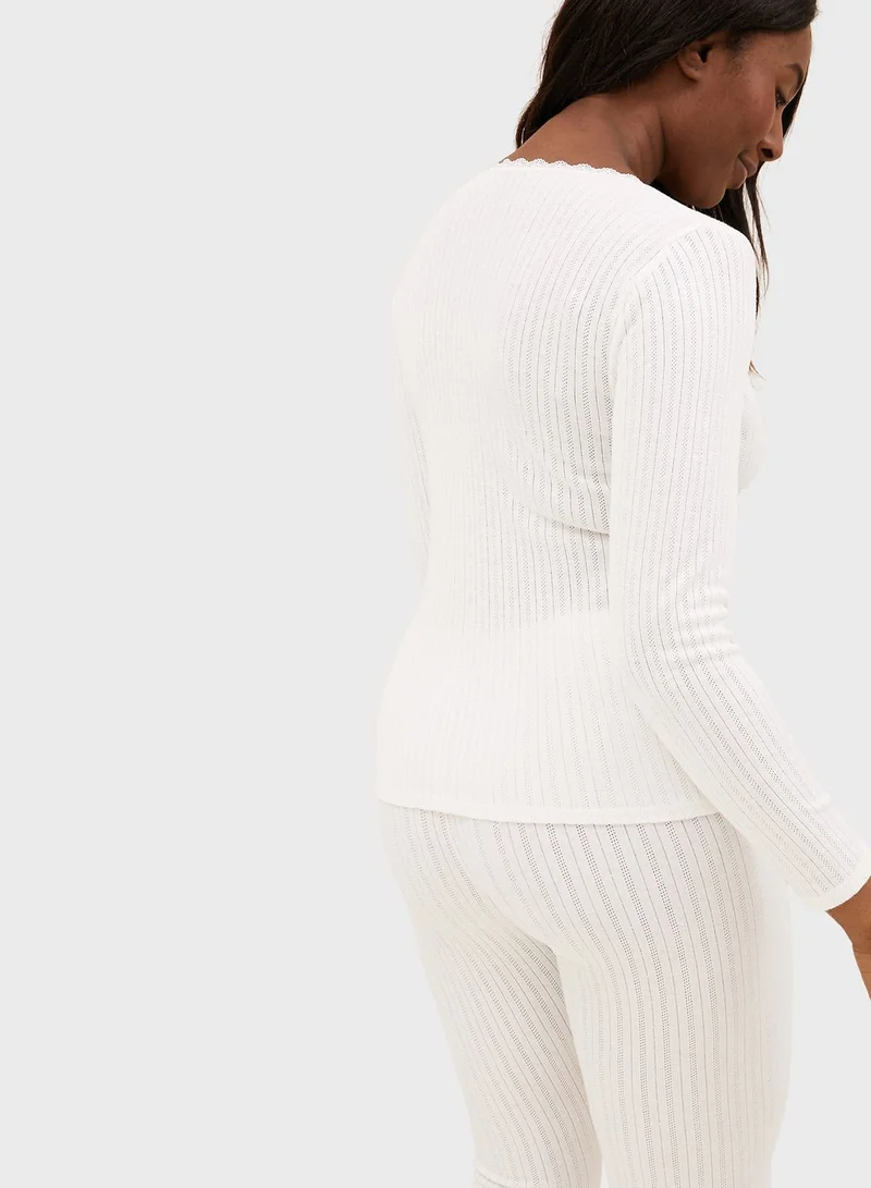Marks & Spencer 2 Pack Pointelle Thermal Long Sleeve Top