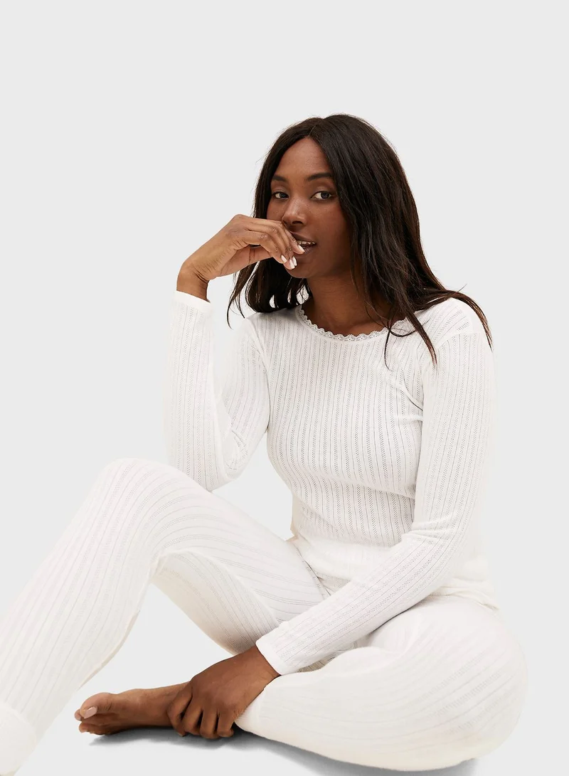 Marks & Spencer 2 Pack Pointelle Thermal Long Sleeve Top