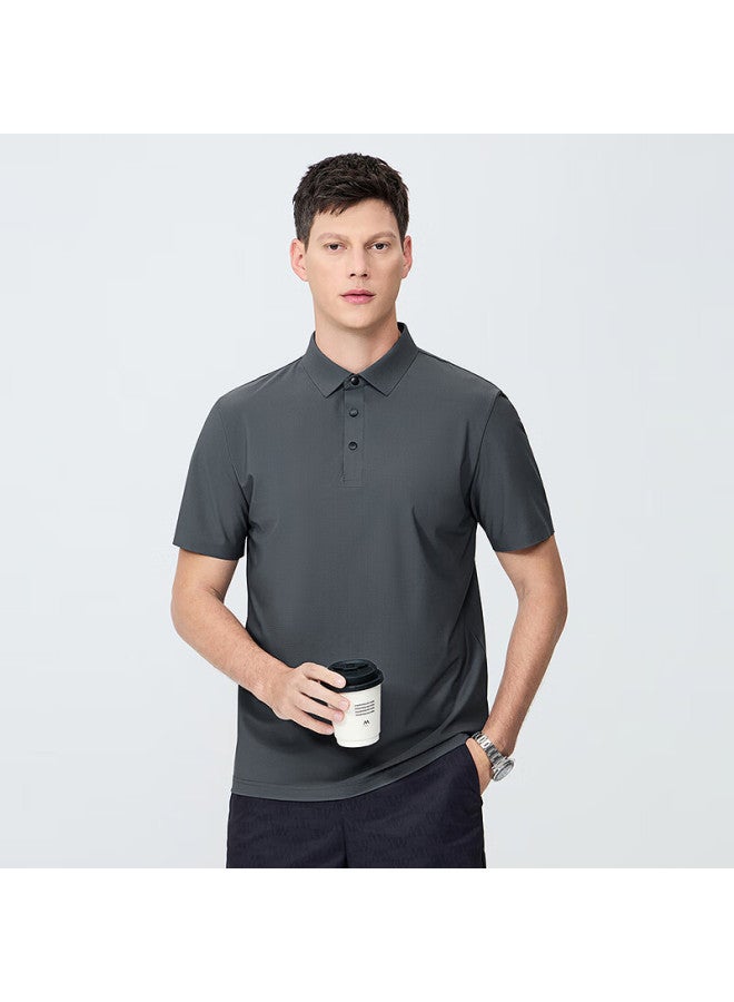 DANCING WOLVES Dancing With Wolves Men's Short Sleeve Polo Shirt Summer Breathable Lightweight Dark Gray S - Image 1