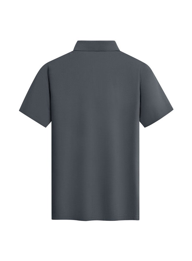 DANCING WOLVES Dancing With Wolves Men's Short Sleeve Polo Shirt Summer Breathable Lightweight Dark Gray S - Image 4