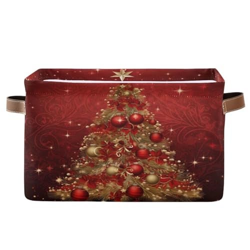 ALAZA Merry Christmas Snowman Red Star Foldable Storage Box Storage Basket Organizer Bins with Handles for Shelf Closet Living Room Bedroom Home Office 1 Pack - Image 1