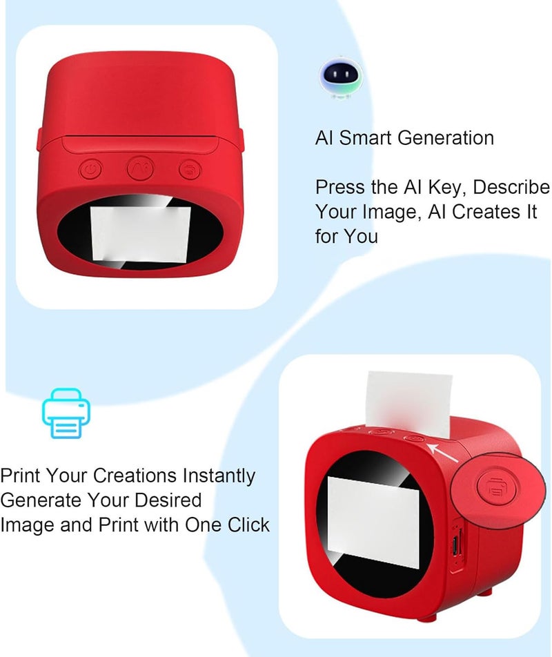 Yunseity AI Voice Sticker Printer, 2.4 Inch Screen Thermal Label Printer with Bluetooth and WiFi, for Home Work Place Study Scrapbook Making - Image 3
