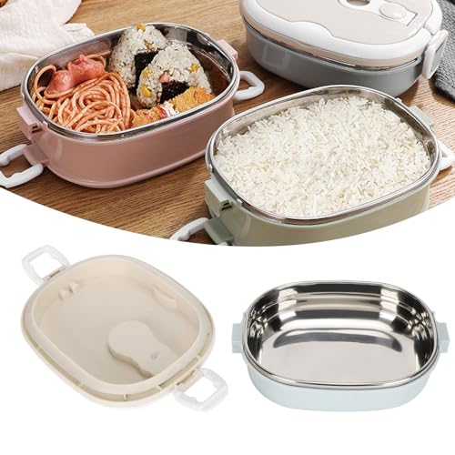 Niiyen Lunch Box 900ml 1 Layer Hot Food Lunch Containers Portable Lunchbox Stackable 304 Stainless Steel Adult Bento Lunch Box Cold Food Storage Bowl for School Office Outdoor Travel - Image 2