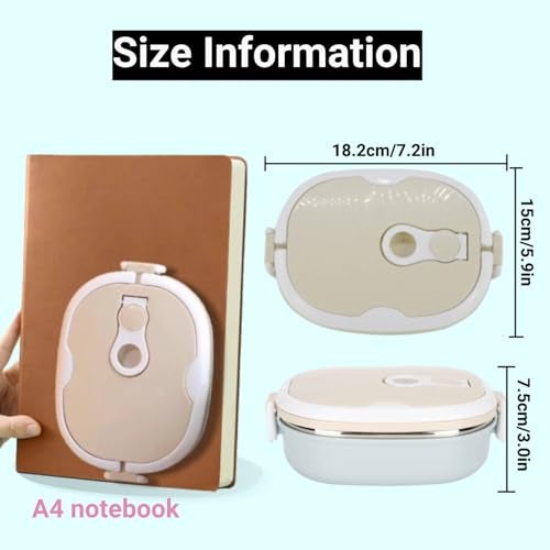 Niiyen Lunch Box 900ml 1 Layer Hot Food Lunch Containers Portable Lunchbox Stackable 304 Stainless Steel Adult Bento Lunch Box Cold Food Storage Bowl for School Office Outdoor Travel - Image 3
